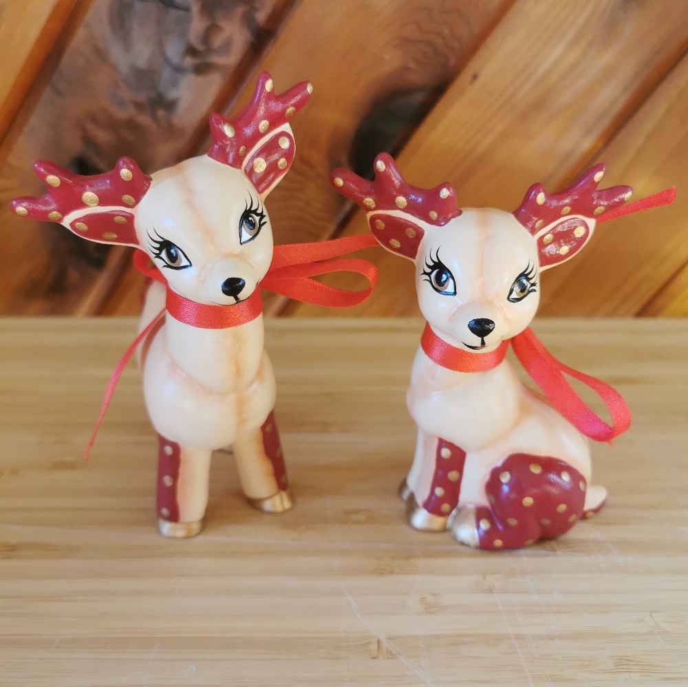 Vintage Handpainted Reindeers
